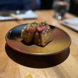 Koji signature dishes Hama Toast Hamachi, Hamapon, Aburi Wagyu, Kfc Bun, Pork Belly, Kani Miso Temaki
